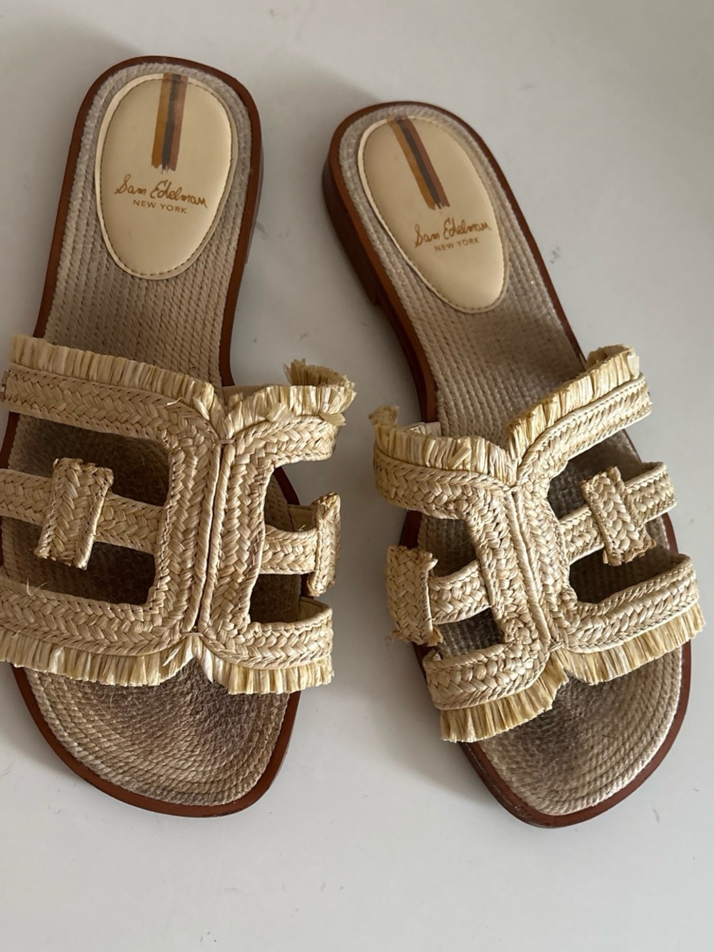 Sam Edelman Women's Raffia Slide Sandals in Natural 8.5 - Picture 8 of 8